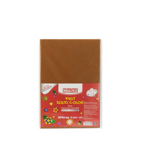 Fetru autoadeziv, 20x30cm, 180g/m2, maro, 5 foi, MAXI